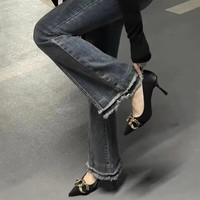 阿猫顿 高跟鞋女2024年秋夏新款细跟设计感小众气质名媛法式裸色尖头