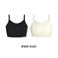 桑嘉夏季软支撑吊带轻束胸内衣les帅t塑胸大胸显小运动背心女裹胸 静谧黑+奶油白 XL