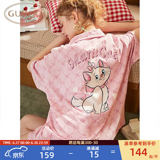 果壳（Gukoo）睡衣女夏季玛丽猫短袖家居服女士睡衣套装B 粉色玛丽猫 S