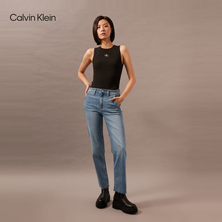 Calvin Klein Jeans24早秋女士拉链斜插袋ck高腰修身直筒牛仔裤J223946 1A4-牛仔浅蓝 29