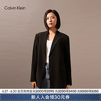 Calvin Klein Jeans24早秋女士商务职场ck平驳领简约刺绣西装外套J223926 BEH-太空黑 L