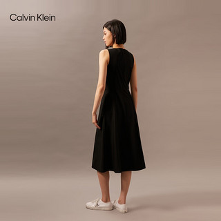 Calvin Klein Jeans24早秋女士简约ck印花复古性感镂空无袖连衣裙J224087 BEH-太空黑 S