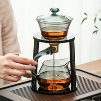 津盼懒人磁吸茶具套装高档自动泡茶器家用办公室简约现代玻璃功夫茶具 懒人磁吸茶具