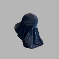 云见森知大帽檐防紫外线遮阳帽子女夏季防晒帽户外网眼黑胶护脖太阳帽 黑色 均码