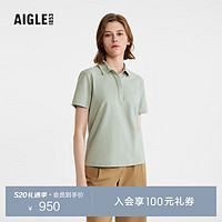 AIGLE艾高POLO短袖T恤2024年春夏DFT速干吸湿COOLMAX凉爽女 青新绿 AW261 40(170/92A)