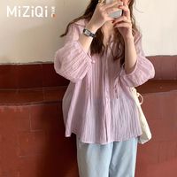 米子旗蝴蝶结防晒开衫薄款女士2024衬衫外搭长袖夏季纯色外套