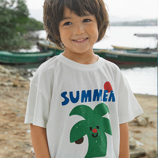papa爬爬夏季男女宝宝游乐园T恤儿童休闲百搭短袖上衣 绿色 80cm