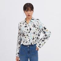 真的好 秋装简约气质直筒开叉系带皱褶长袖白衬衫上衣女