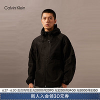 Calvin Klein Jeans24早秋男士拉链网袋ck休闲通勤连帽薄夹克外套J325882 BEH-太空黑 S