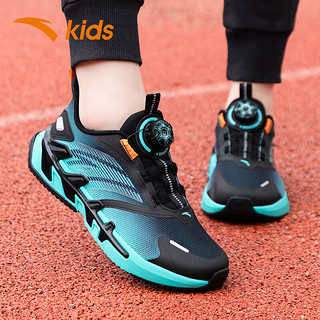 ANTA 安踏 儿童运动鞋夏季单网透气软底跑步鞋中大童跑步鞋 黑绿 38码 内长24.0cm