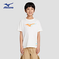 美津浓（MIZUNO）Mizuno儿童短袖T恤透气百搭舒适时尚夏男女中大童 白色 165cm