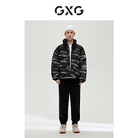 GXG 男装商场同款自然纹理系列黑色羽绒服2022年冬季新品