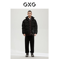 GXG 男装商场同款经典蓝色系列黑色羽绒服2022年冬季新品