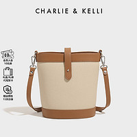 CHARLIE&KELLI CK品牌包包女包2024新款时尚水桶包百搭单肩斜挎包生日礼物女 棕色
