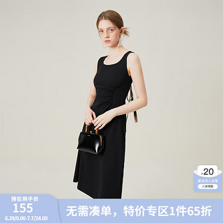 范思蓝恩 新中式牛仔连衣裙两件套装女2024夏季新款国风裙子12729 黑色连衣裙 M