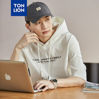 唐狮 TONLION2024新款男前胸印花字母连帽半袖卫衣TB