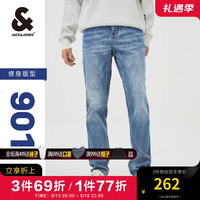 杰克·琼斯（JACK&JONES）衣服男装901修身牛仔裤男弹性品牌男裤休闲高档潮流夏季小脚裤 中牛仔蓝E42 175/80A/MR