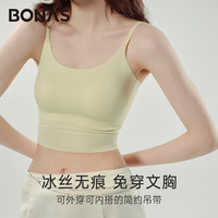 宝娜斯女士美背内衣一片式吊带背心带胸垫内搭夏季薄款冰丝文胸 香草绿 M(体重85-100斤)