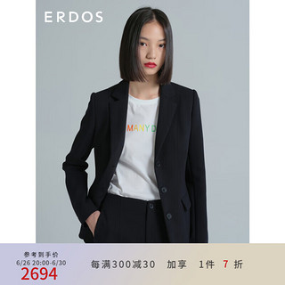 ERDOS 春夏羊毛单排扣纯色简约女西装外套 黑 155/76A/XS