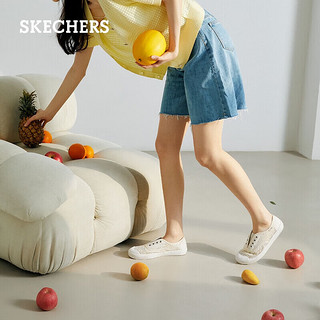 Skechers斯凯奇系列女士一脚蹬休闲鞋蕾丝透气女鞋 113821OFWT乳白色 39.5