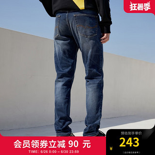 杰克·琼斯（JACK&JONES）春季男装潮流修身直筒纯色弹力休闲百搭深色原牛牛仔裤长裤子男士 A14深牛仔蓝 185/88A/XLRW