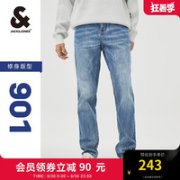 杰克·琼斯（JACK&JONES）衣服男装901修身牛仔裤男弹性品牌男裤休闲高档潮流夏季小脚裤 中牛仔蓝E42 175/82A/MRW