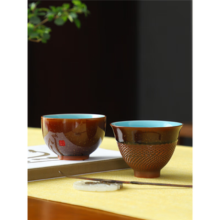 唐舍张金溪钧御南红茶杯陶瓷品茗杯茶杯主人杯单杯喝茶杯子 钧御南红-福满杯 礼盒装