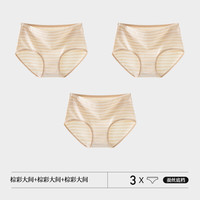 花花公子中高腰纯棉内裤女2024全棉大码女士透气三角无痕抗菌 (中腰)棕彩大间*3 M