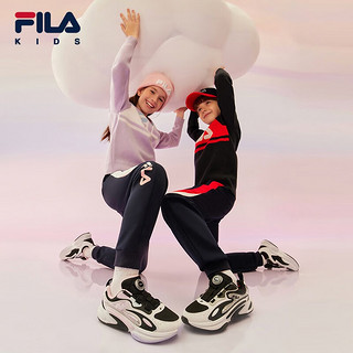 FILA【鲸鱼鞋】斐乐童鞋儿童跑步鞋中大童儿童复古跑鞋 黑/雪丁香-BL 38码/内长24.0cm 38码 内长24.0cm