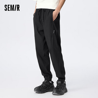 森马（Semir）休闲长裤男春季简约日常通勤校园风运动慢跑裤时尚弹力束脚裤 黑色B90001 180/84A/XL