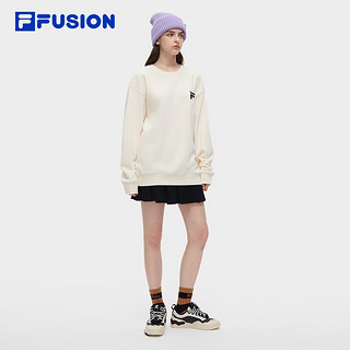 FILA FUSION斐乐潮牌款针织套头衫冬季时尚加绒卫衣 麦乳色-BG 160/84A/XS