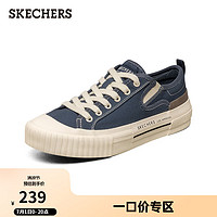 Skechers斯凯奇New Moon帆布鞋小白鞋男女复古饼干鞋板鞋155391 海军蓝色/NVY 39