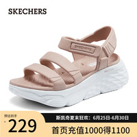 斯凯奇（Skechers）女鞋夏季透气厚底凉鞋女士运动沙滩鞋子增高休闲魔术贴111126 浅粉色/LTPK 36