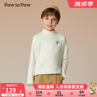 PawinPaw卡通小熊童装2024年秋冬新款男女大小童长袖半高领T恤 Pink粉红色/25 90cm
