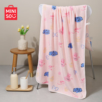 名创优品 MINISO浴巾女夏 家用儿童成人吸水速干可裹珊瑚绒 70*140cm 粉红兔