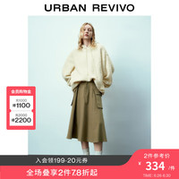 UR秋冬女装时尚休闲慵懒风氛围毛绒感连帽外套UWU130077 米白 M(M-L)