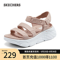 斯凯奇（Skechers）女鞋夏季透气厚底凉鞋女士运动沙滩鞋子增高休闲魔术贴111126 浅粉色/LTPK 37