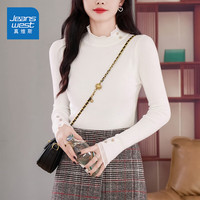 真维斯(JEANSWEST)针织衫女秋季半高领蕾丝毛衣打底衫内搭女气质上衣女百搭