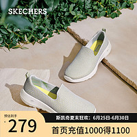 斯凯奇（Skechers）女鞋夏季时尚透气鞋子女一脚蹬浅口休闲运动鞋女懒人鞋124199 浅灰色/黄色/LGYL 40