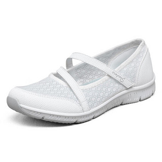 斯凯奇（SKECHERS）女鞋运动玛丽珍平底休闲鞋100354 WHT白色 35.5 