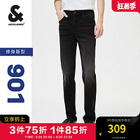 杰克·琼斯（JACK&JONES）春季衣服黑色水洗修身直筒小脚百搭牛仔裤子长裤男品牌男装裤子 A15黑色牛仔 170/78A/SLW