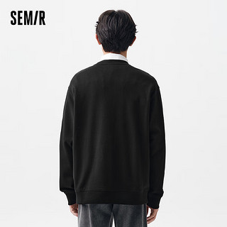 森马（Semir）卫衣男2024春季字母刺绣简约休闲套头圆领上衣 黑色90001 170/88A/M