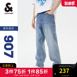 杰克·琼斯（JACK&JONES）夏季男装浅色水洗猫须长裤子时尚潮流阔腿牛仔裤男907宽松男 浅牛仔蓝E40-1 190/92A/XXLR