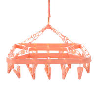 索尔诺 衣架晾晒架24夹裤袜架衣挂晾衣架卧室宿舍阳台挂衣架 加厚款-橘黄色-24夹 加厚款-橘黄色-24夹【长38*深32cm】