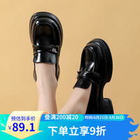 回力(Warrior)小皮鞋厚底乐福鞋单鞋休闲鞋英伦风女鞋 WXP(WZ)-151101 黑色