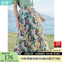茵曼（INMAN）夏季田园复古压褶碎花显瘦遮胯开叉女18322305 