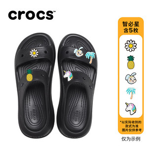 卡骆驰crocs经典泡芙凉鞋舒适耐磨坡跟泡芙鞋户外拖鞋|207670 黑色-001(含智必星) 44(280mm)