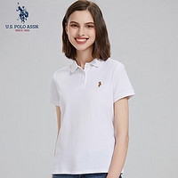 U.S. POLO ASSN.US保罗T恤女夏季时尚减龄翻领短袖女运动休闲POLO衫 白色 XL 170/92A