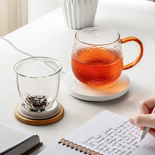 忆壶茶（YIHUTEA） 茶杯玻璃茶具加热杯垫套装泡茶道杯 绿茶杯红茶带过滤茶水分离杯 茗雅杯+触屏加热保温底座