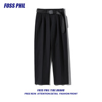Foss Phil休闲长裤男士春夏季裤子宽松潮流直筒垂感西装裤26588黑色